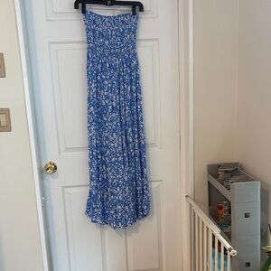 Chic Blue Floral Maxi Skirt
